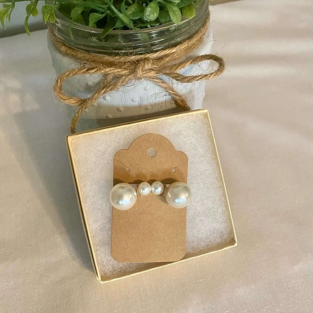 Best Seller! Minimalist Double Sided Pearl Earrings, Gift Post Bead Earrings - Picture 5 of 9